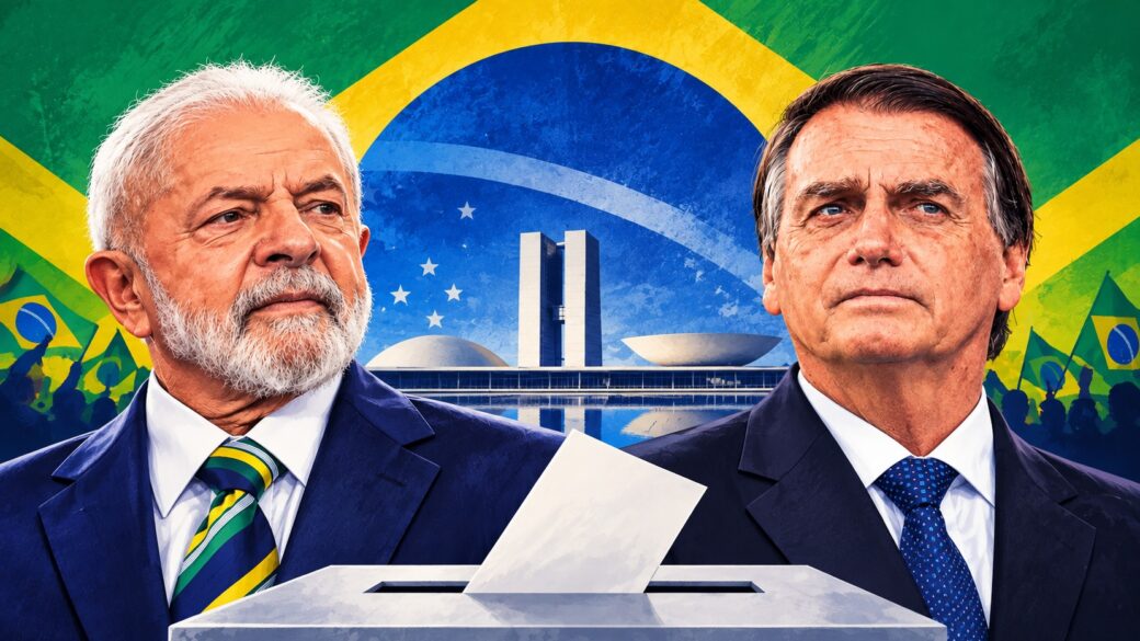 Jornada de votación presidencial en Brasil: votantes y urnas electrónicas en un centro electoral, sin foco en ningún candidato específico porque el resultado aún no está confirmado.