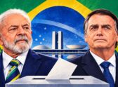 Jornada de votación presidencial en Brasil: votantes y urnas electrónicas en un centro electoral, sin foco en ningún candidato específico porque el resultado aún no está confirmado.
