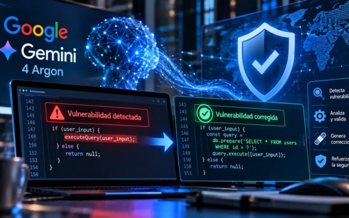 Sala de monitoreo de ciberseguridad con pantallas mostrando diagnóstico de código y escaneo de vulnerabilidades, sugiriendo análisis automatizado de software
