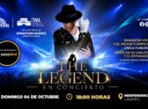 Un performer de tributo a Michael Jackson en pleno movimiento de baile sobre un escenario, con vestuario e iluminación de un show teatral en vivo