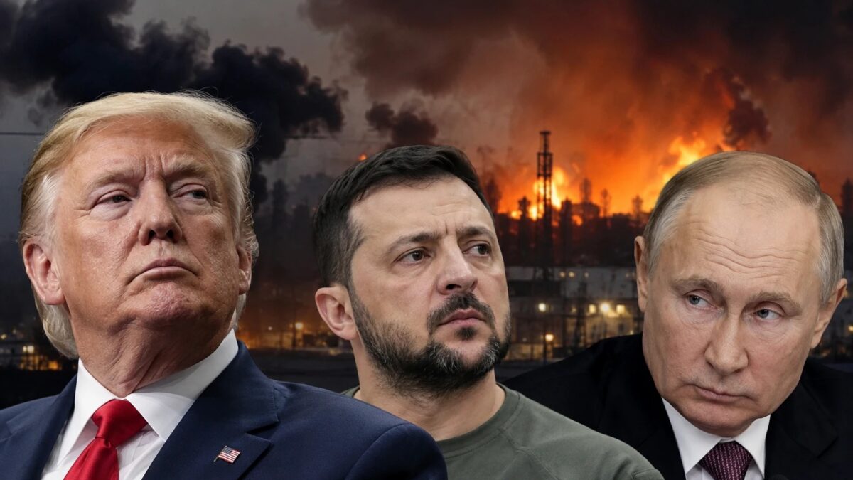 Instalación de gas dañada con humo tras un ataque, en la región de Járkov.